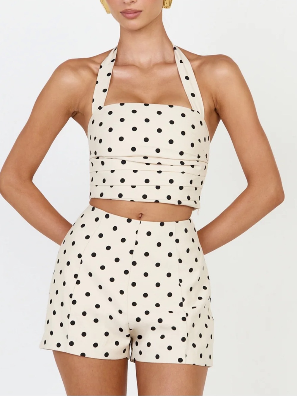 Showpo Ivory Halter Polka Dot Halter and Shorts SET